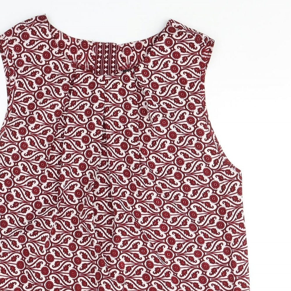 Influence Womens Red Geometric Polyester Basic T-Shirt Size 8 Round Neck