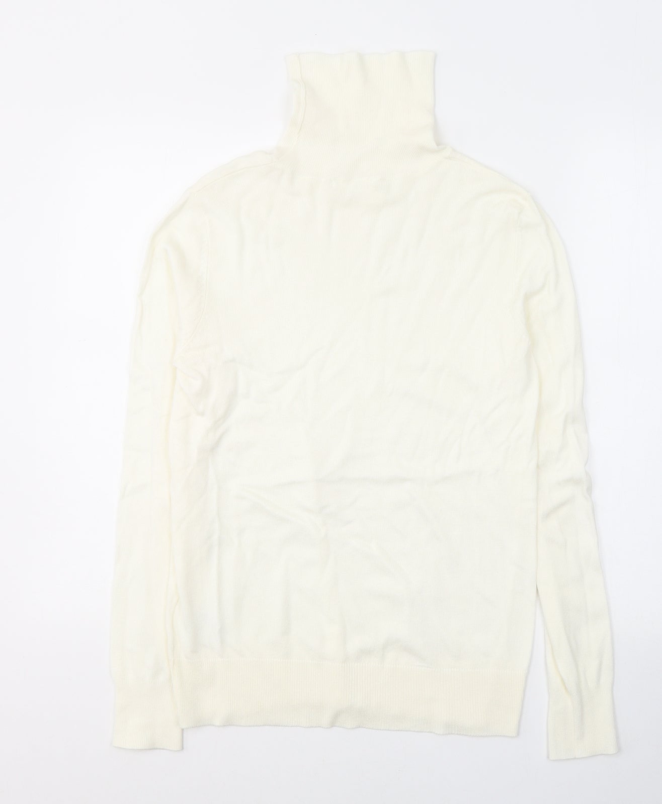 H&M Womens White High Neck  Viscose Pullover Jumper Size S