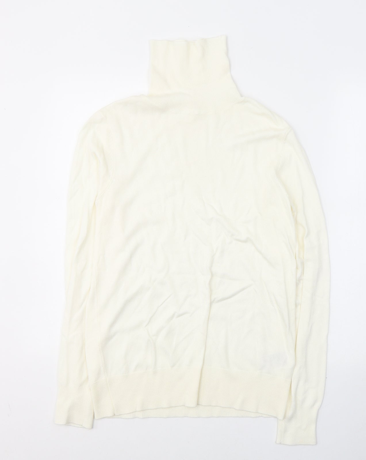 H&M Womens White High Neck  Viscose Pullover Jumper Size S