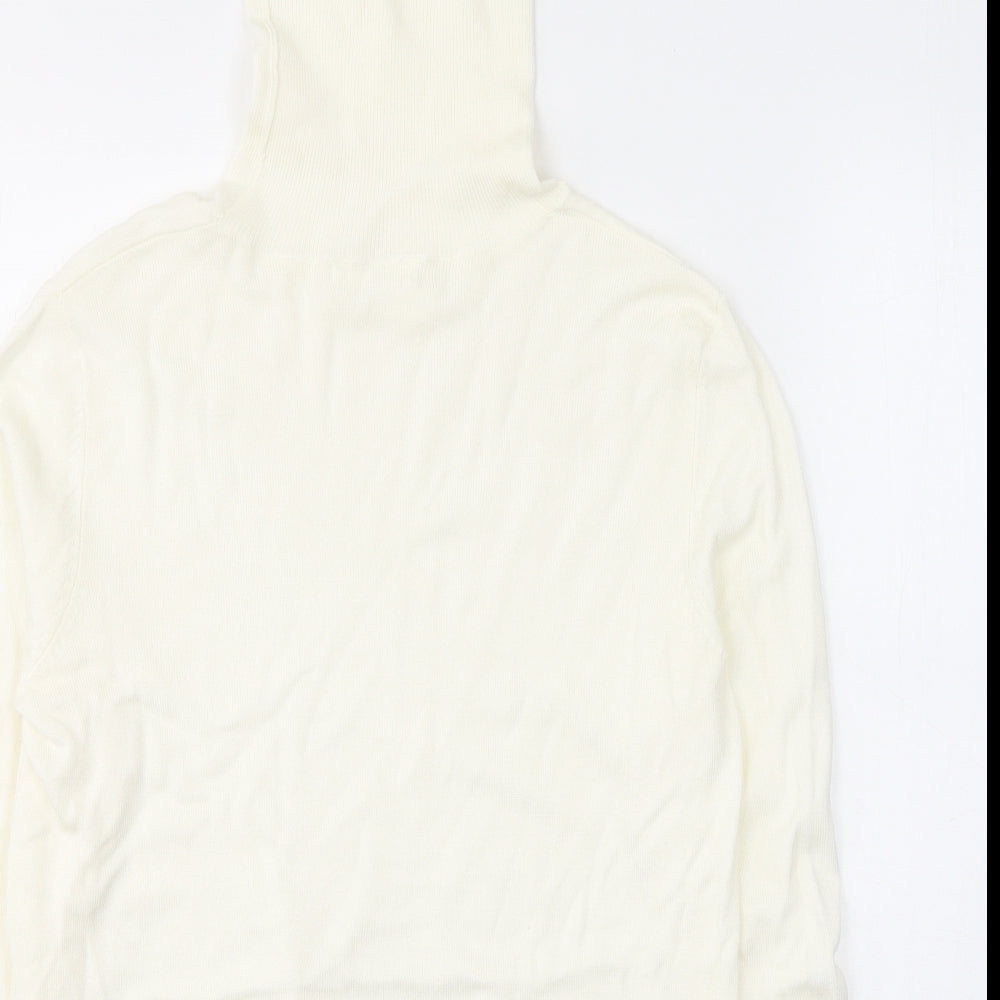 H&M Womens White High Neck  Viscose Pullover Jumper Size S
