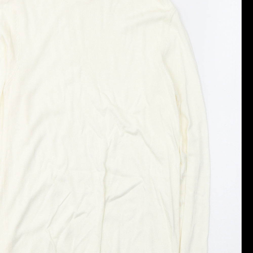 H&M Womens White High Neck  Viscose Pullover Jumper Size S