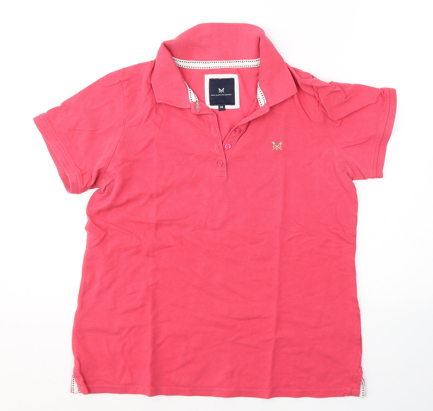 Crew Clothing Womens Pink  Cotton Basic Polo Size 14 Collared
