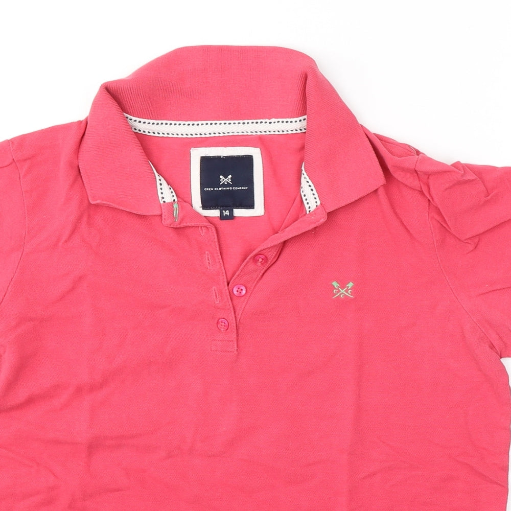Crew Clothing Womens Pink  Cotton Basic Polo Size 14 Collared