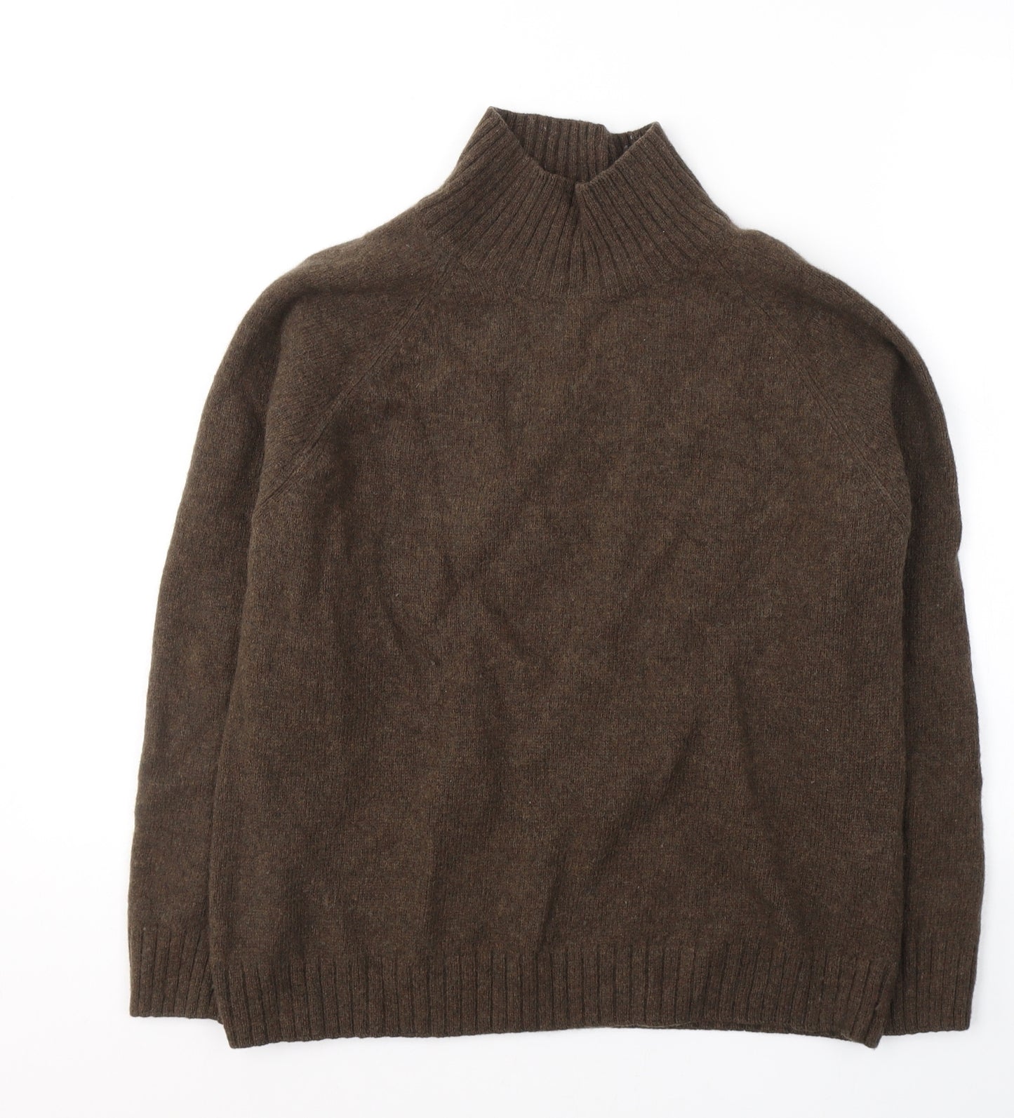 Marks and Spencer Womens Brown High Neck  Wool Pullover Jumper Size L