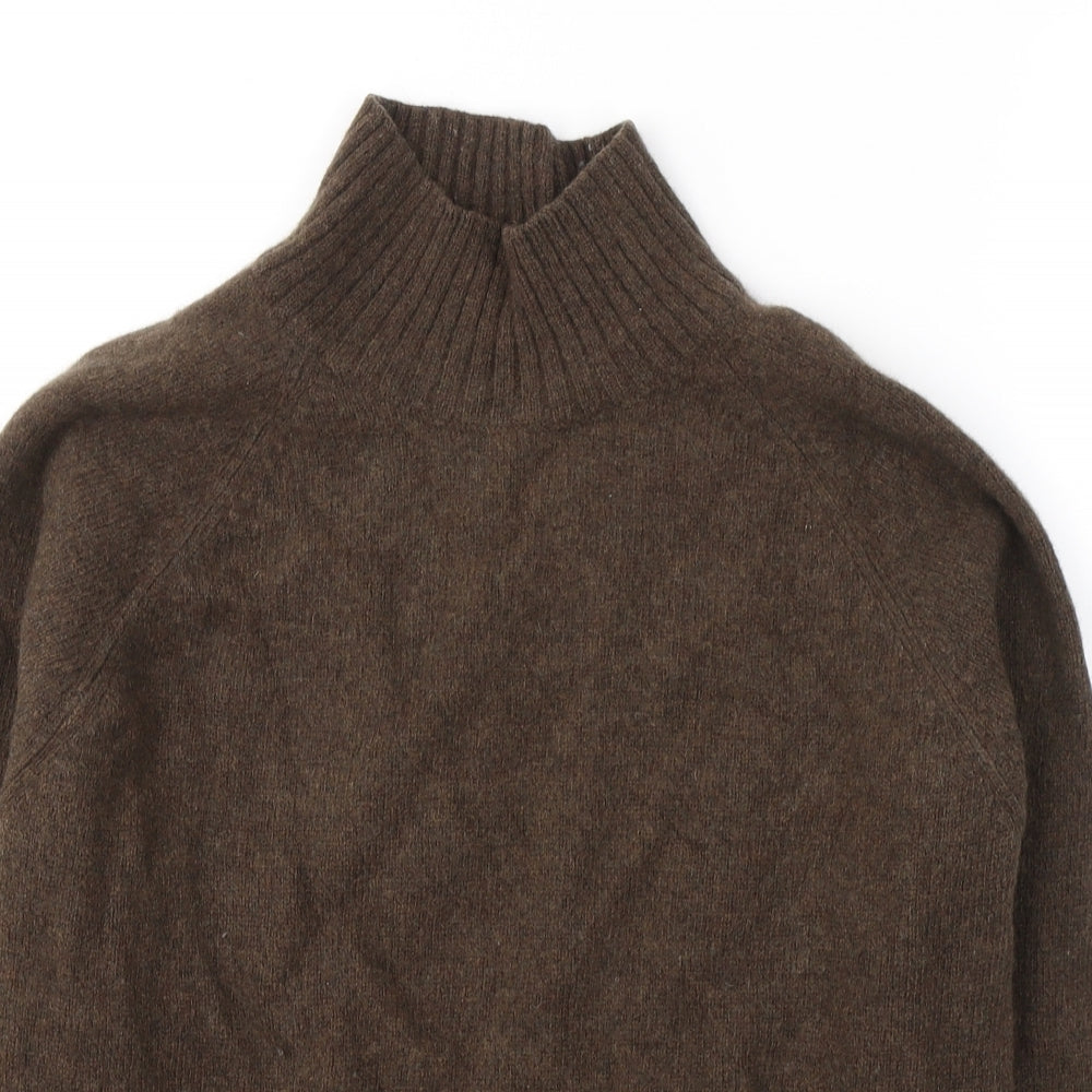 Marks and Spencer Womens Brown High Neck  Wool Pullover Jumper Size L