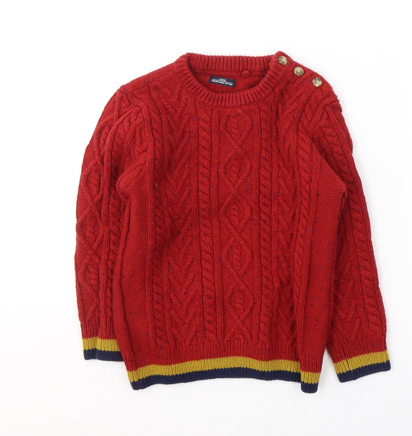 NEXT Boys Red Round Neck  Cotton Pullover Jumper Size 4-5 Years  Pullover