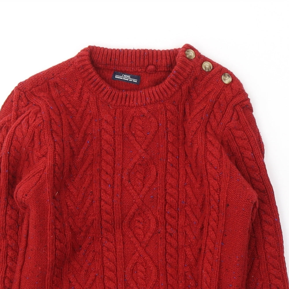 NEXT Boys Red Round Neck  Cotton Pullover Jumper Size 4-5 Years  Pullover