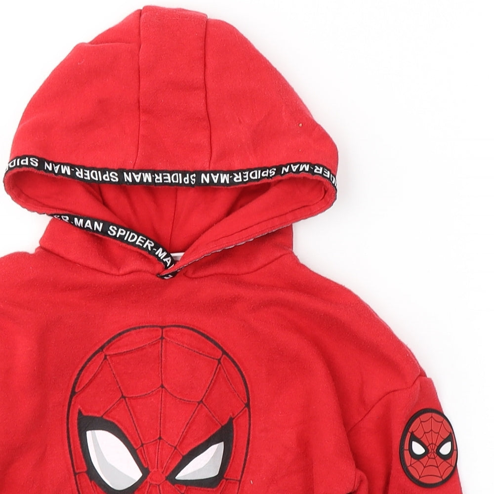 Spiderman Boys Red  Cotton Pullover Hoodie Size 3-4 Years  Pullover - Marvel