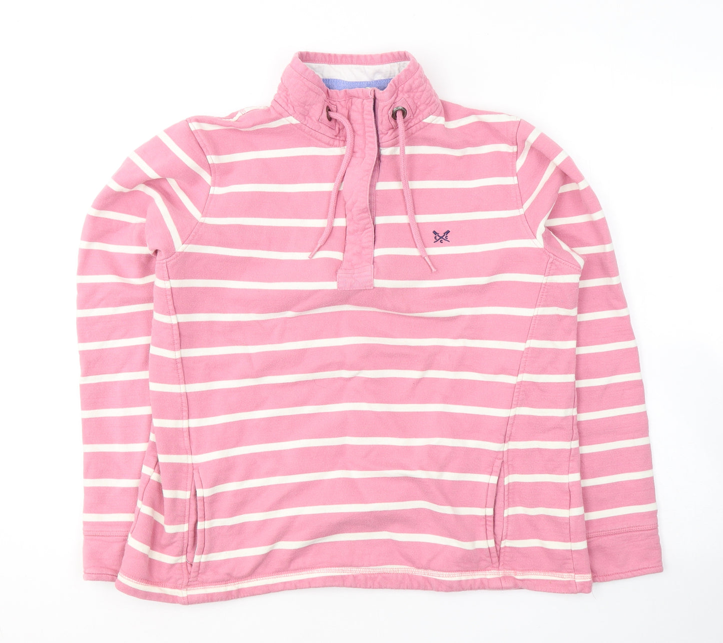 Crew Clothing Womens Pink Striped Cotton Pullover Sweatshirt Size 12  Pullover