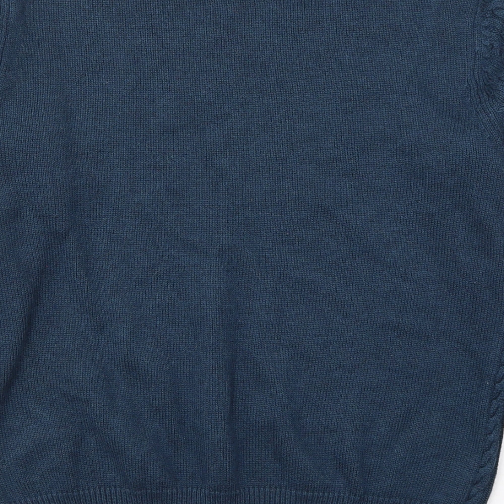 H&M Womens Blue Round Neck  Cotton Pullover Jumper Size M