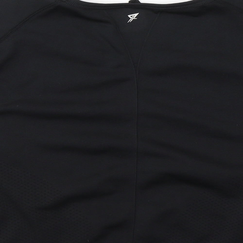 WORKOUT Womens Black  Polyester Cropped T-Shirt Size 18 Round Neck Pullover
