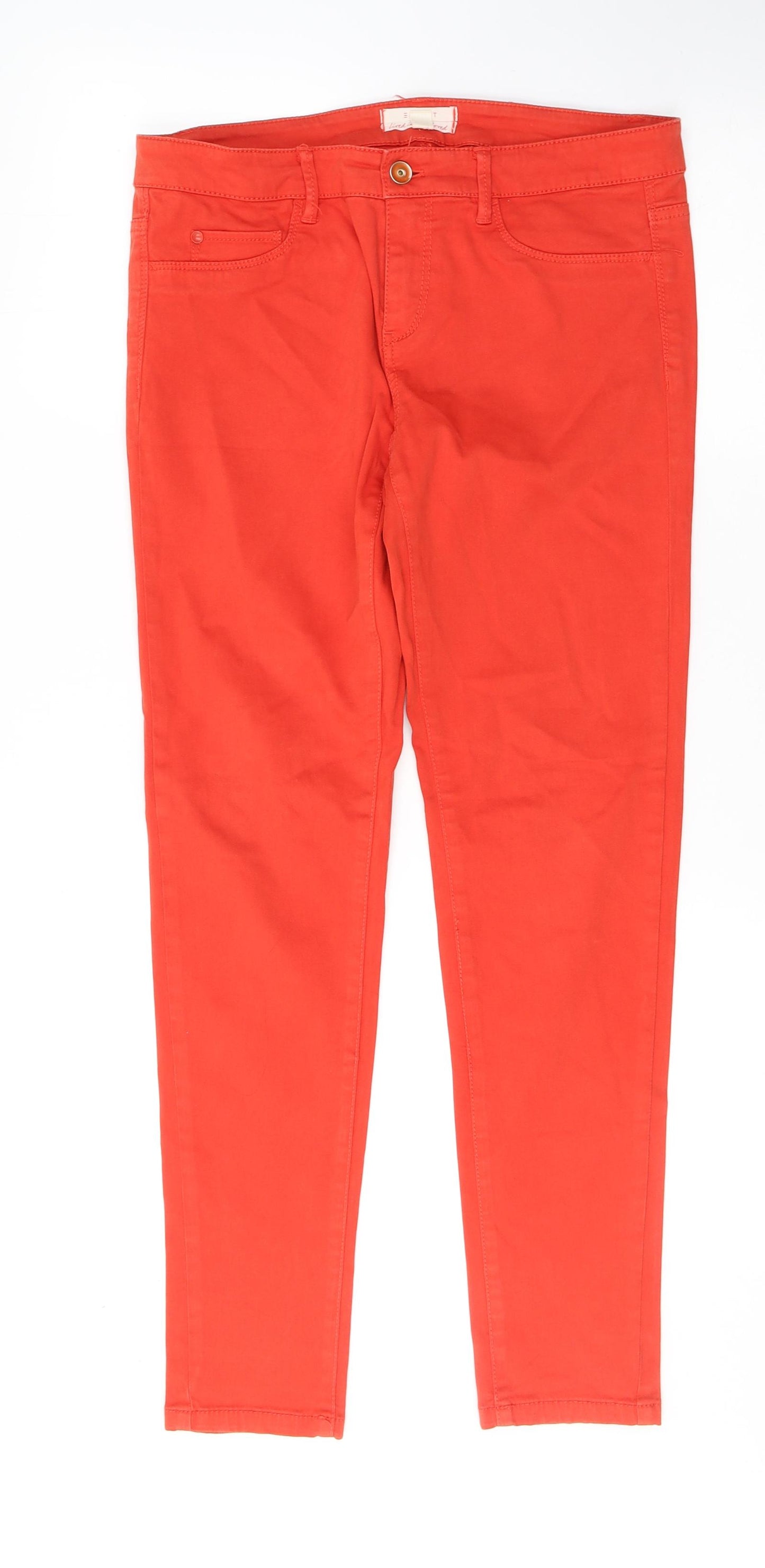 Esprit Womens Red  Cotton Skinny Jeans Size 14 L32 in Regular Button