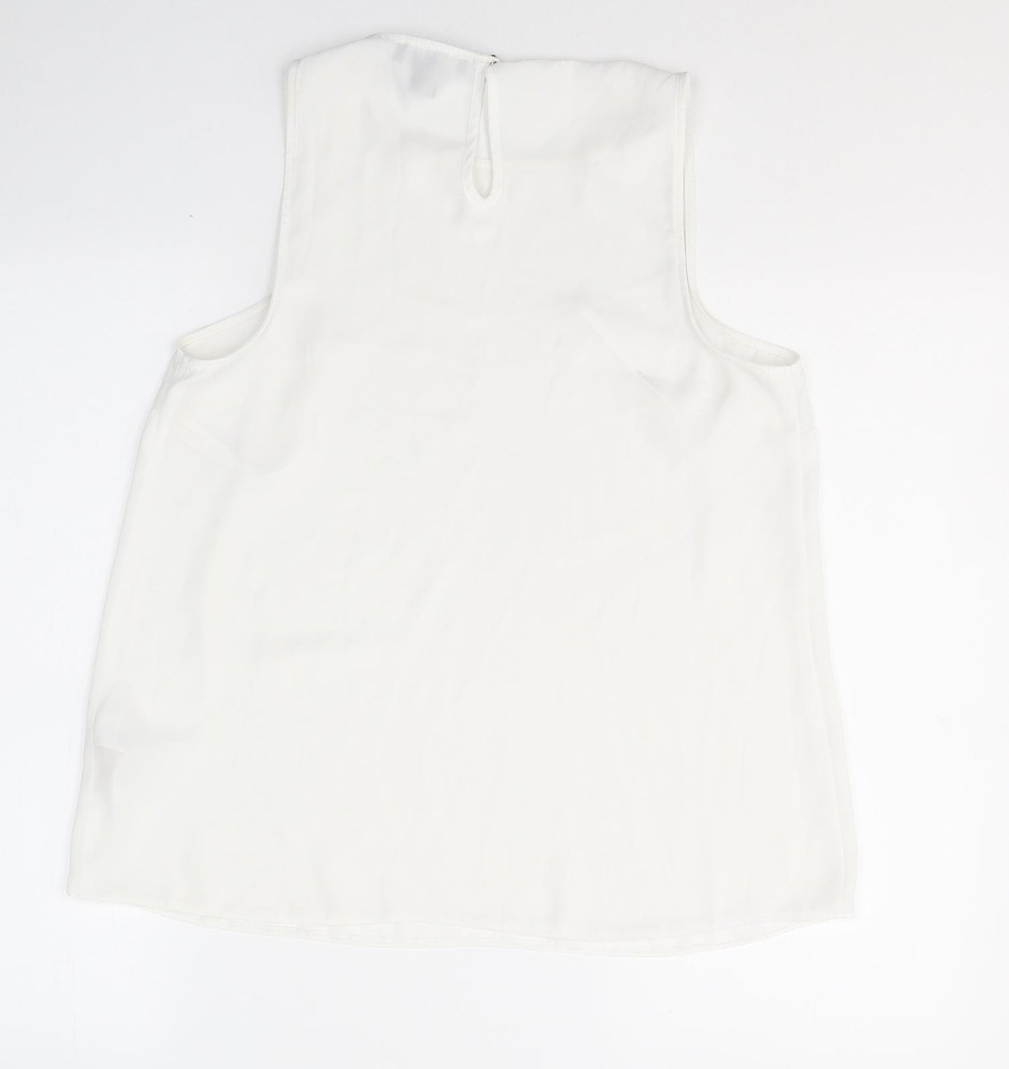 Primark Womens White  Polyester Basic Blouse Size 10 Round Neck