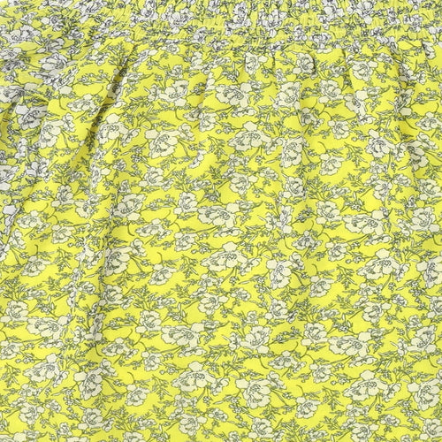 Papaya Womens Yellow Floral Polyester Basic Blouse Size 8 Off the Shoulder