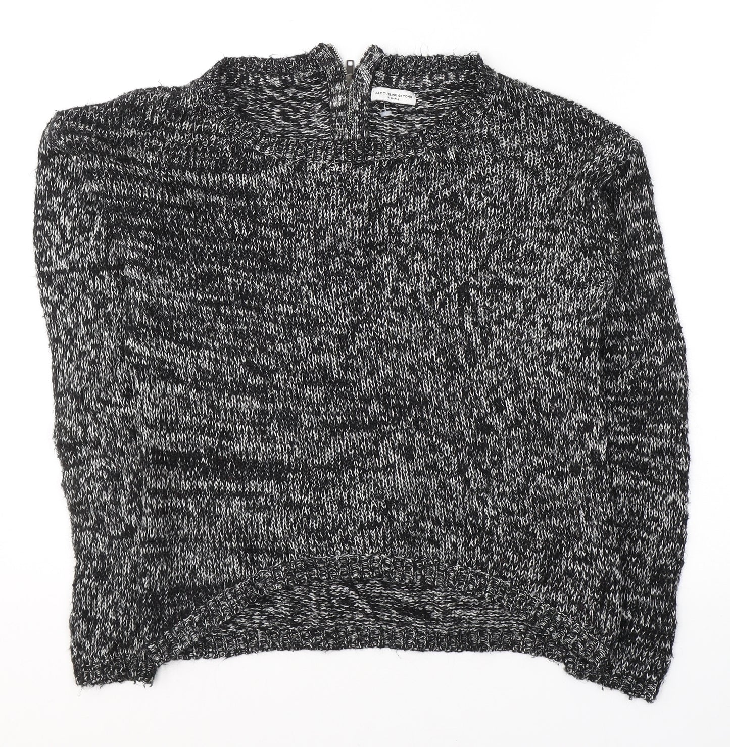 Jacqueline De Yong Womens Black Round Neck  Acrylic Pullover Jumper Size XS