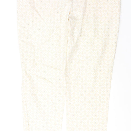 H&M Womens Ivory Geometric Cotton Skinny Jeans Size 10 L27 in Regular Button