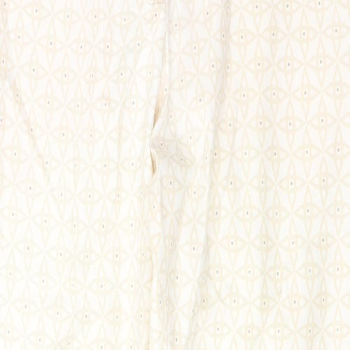 H&M Womens Ivory Geometric Cotton Skinny Jeans Size 10 L27 in Regular Button