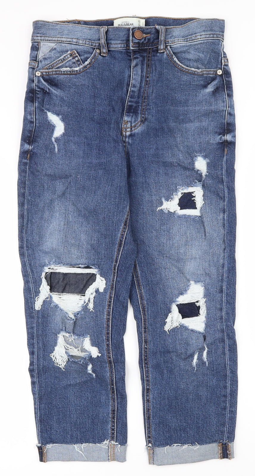 Pull&Bear Mens Blue  Cotton Straight Jeans Size 36 L21 in Regular Zip