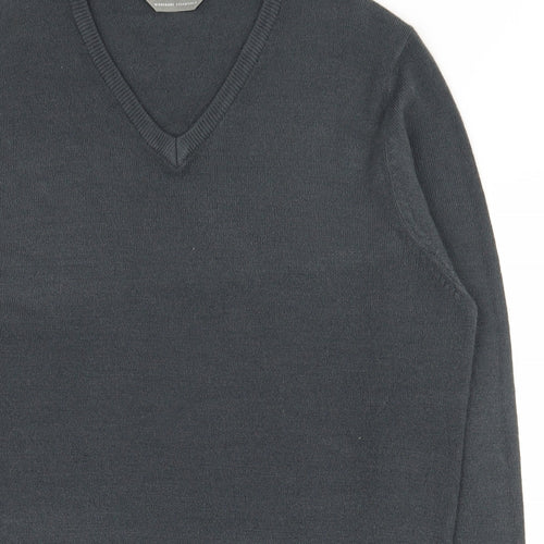 Originals Mens Grey V-Neck  Acrylic Pullover Jumper Size L