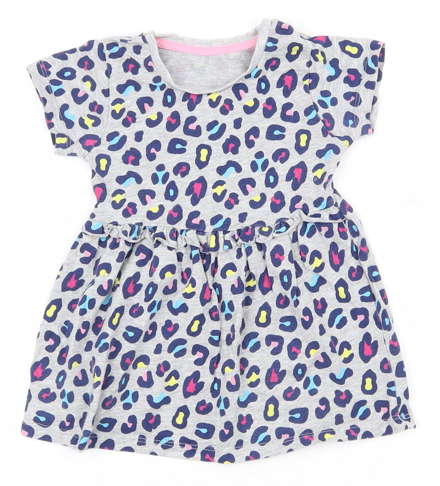 Matalan Girls Multicoloured Animal Print Cotton Fit & Flare  Size 9-12 Months  Round Neck Pullover