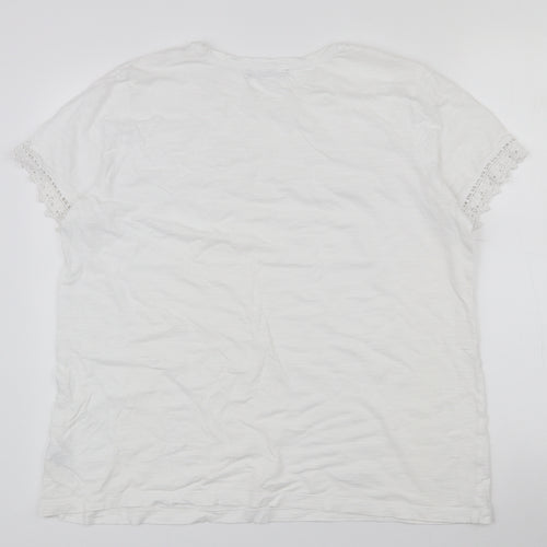 Marks and Spencer Womens White  100% Cotton Basic T-Shirt Size 16 Round Neck