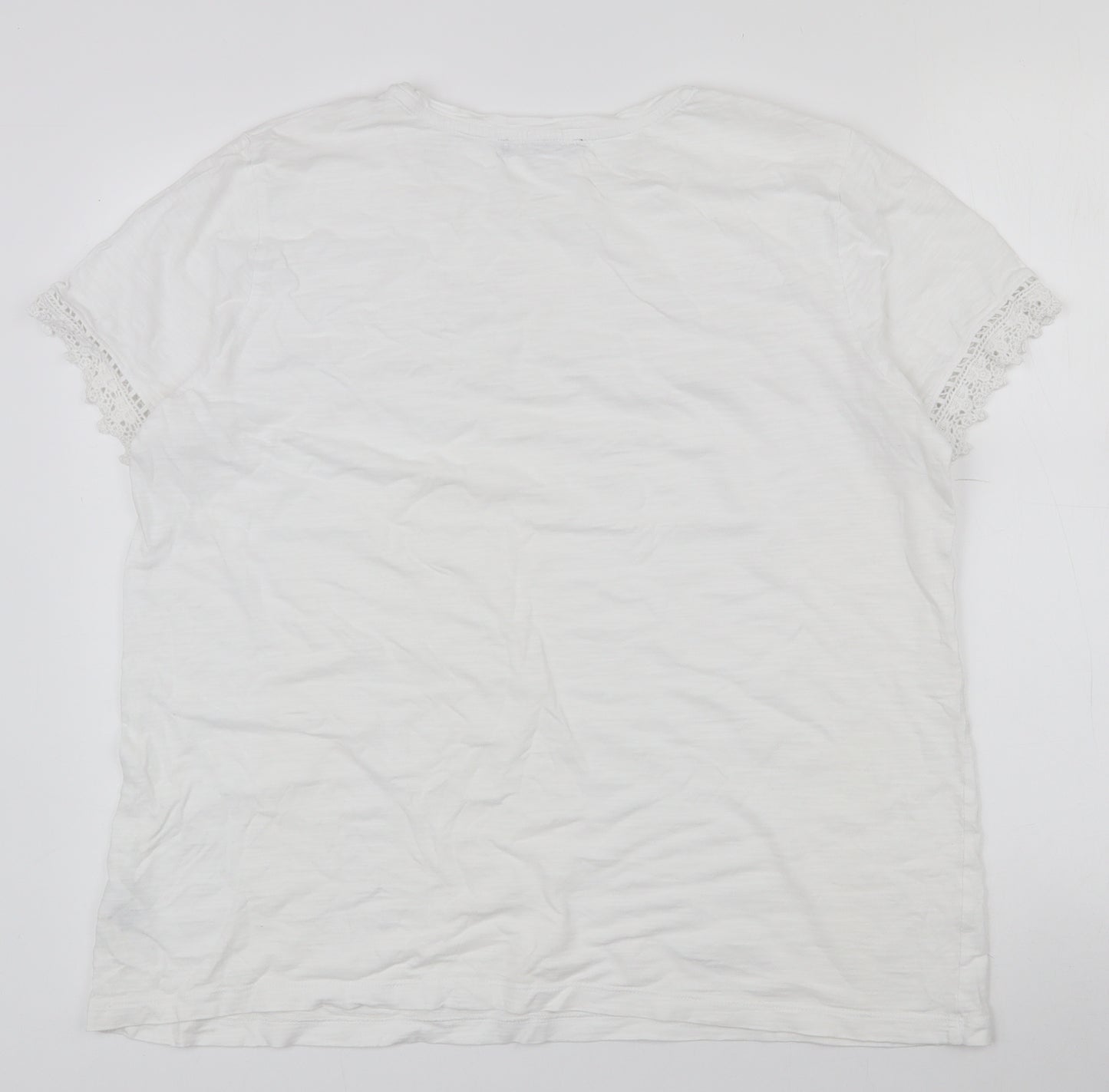 Marks and Spencer Womens White  100% Cotton Basic T-Shirt Size 16 Round Neck