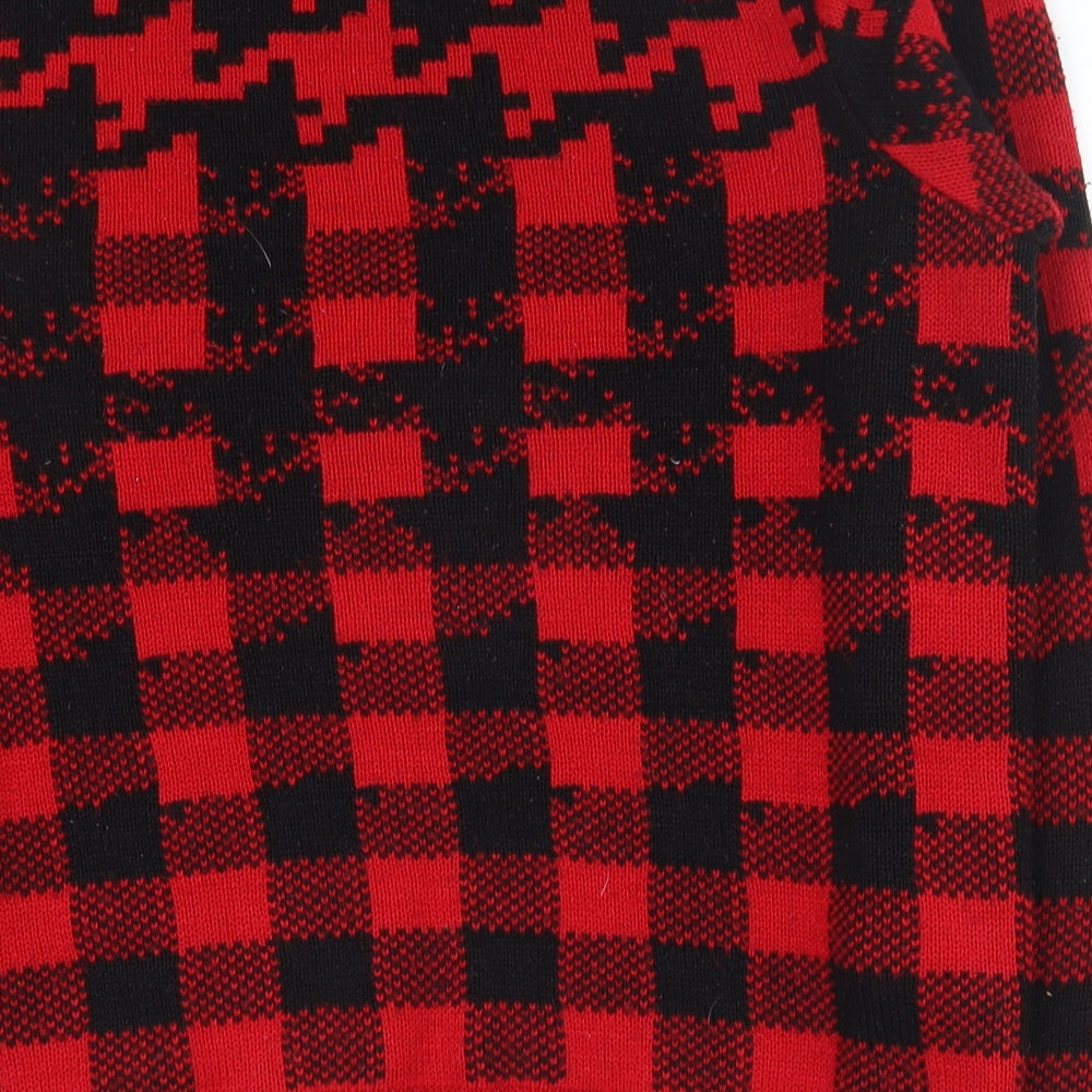 Topman Mens Red Crew Neck Houndstooth Acrylic Pullover Jumper Size S   - Houndstooth/Gingham Pattern