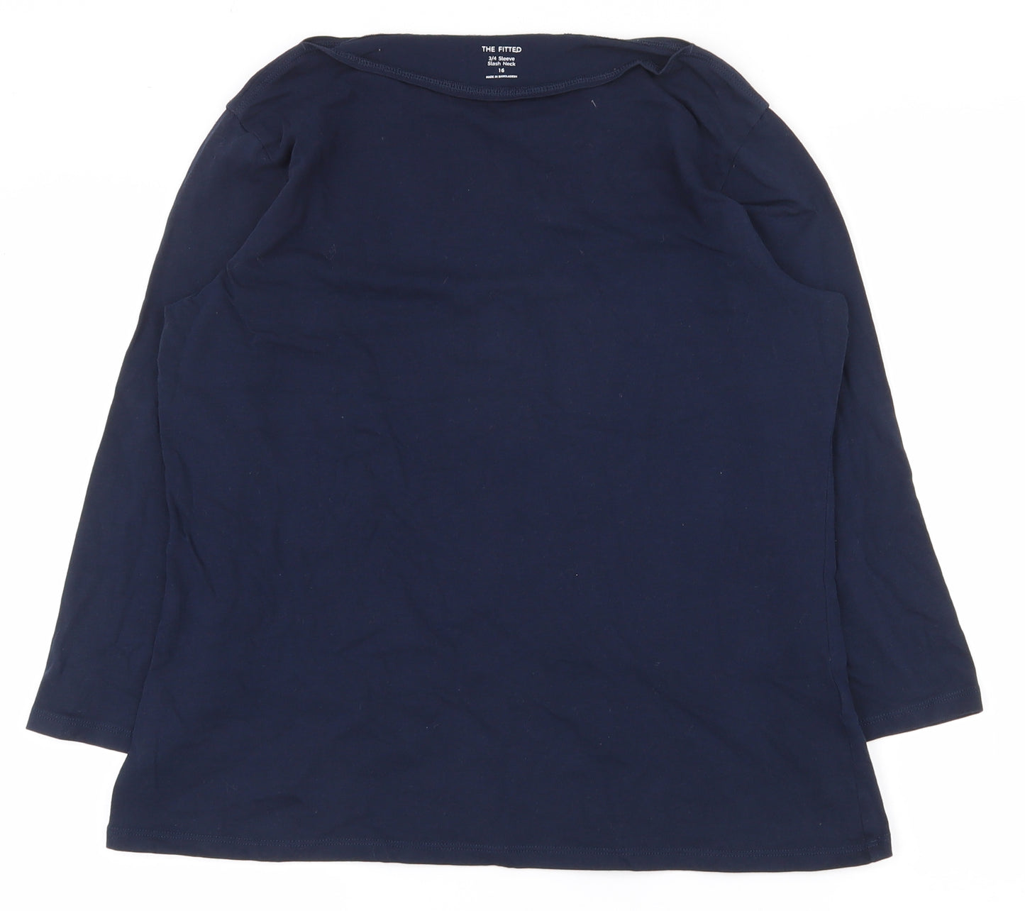 Marks and Spencer Womens Blue  Cotton Basic T-Shirt Size 16 Boat Neck