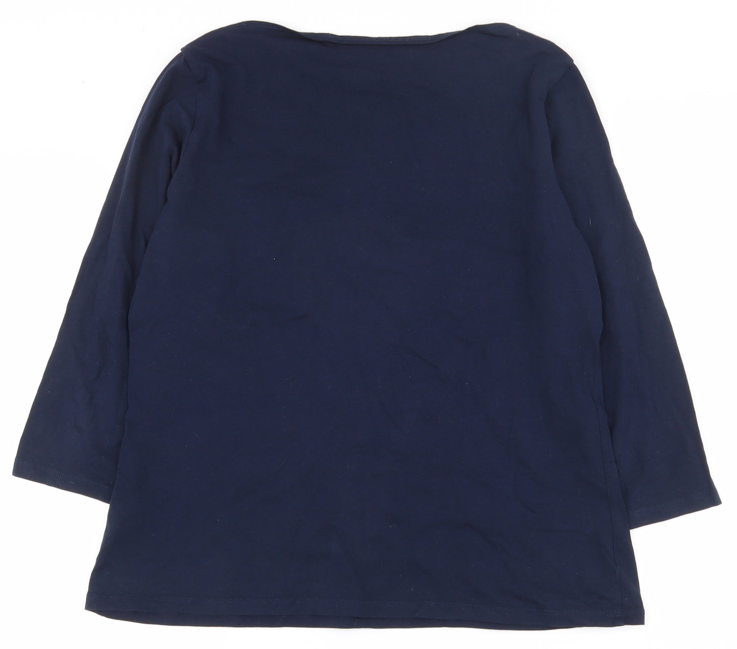 Marks and Spencer Womens Blue  Cotton Basic T-Shirt Size 16 Boat Neck