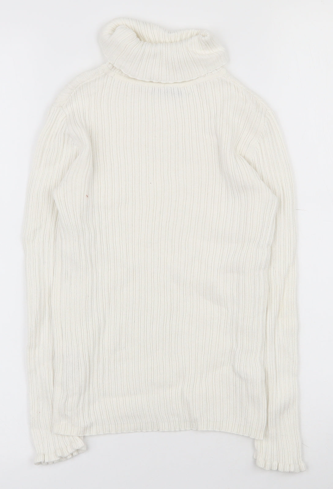 George Girls White  100% Cotton Basic T-Shirt Size 8-9 Years Roll Neck Pullover