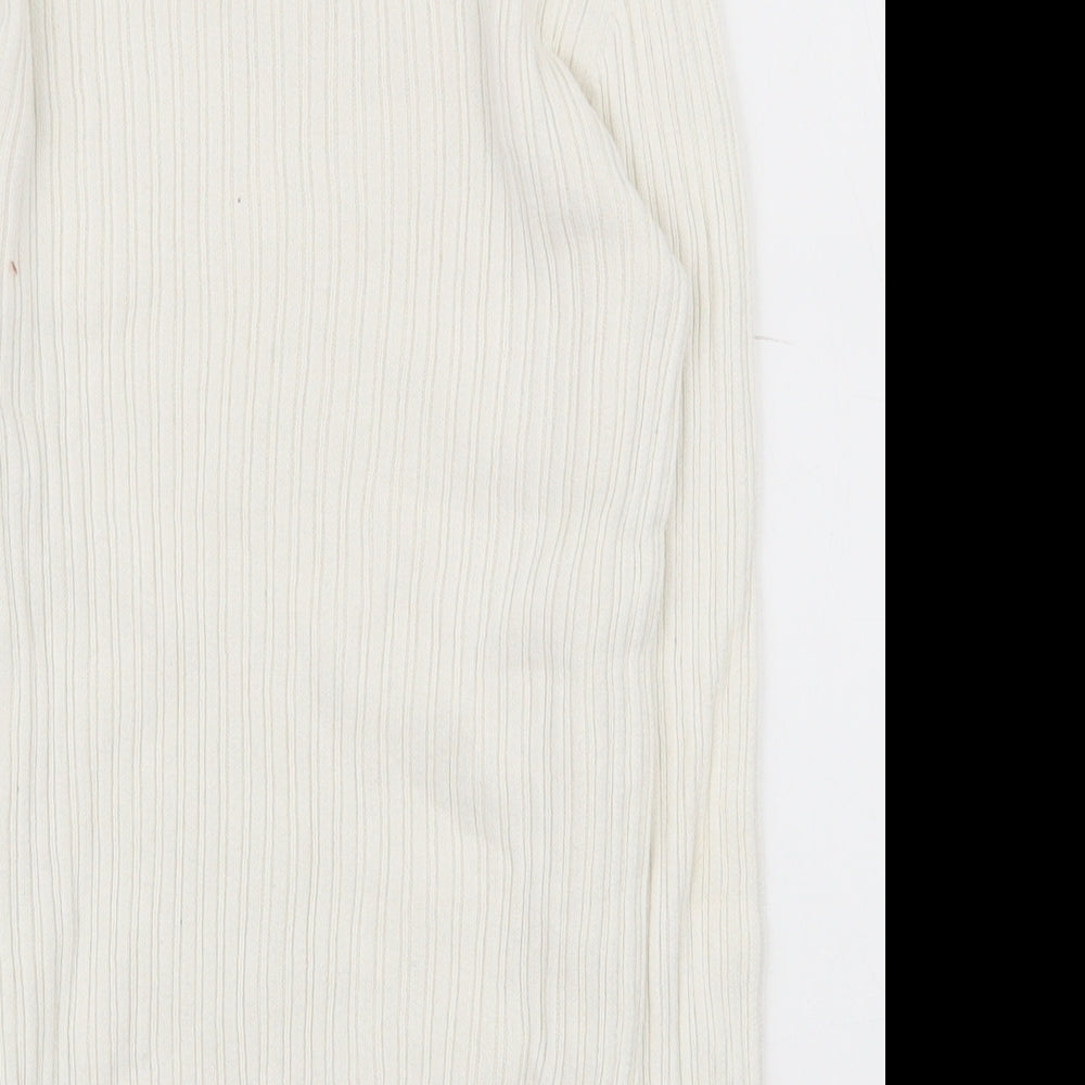George Girls White  100% Cotton Basic T-Shirt Size 8-9 Years Roll Neck Pullover
