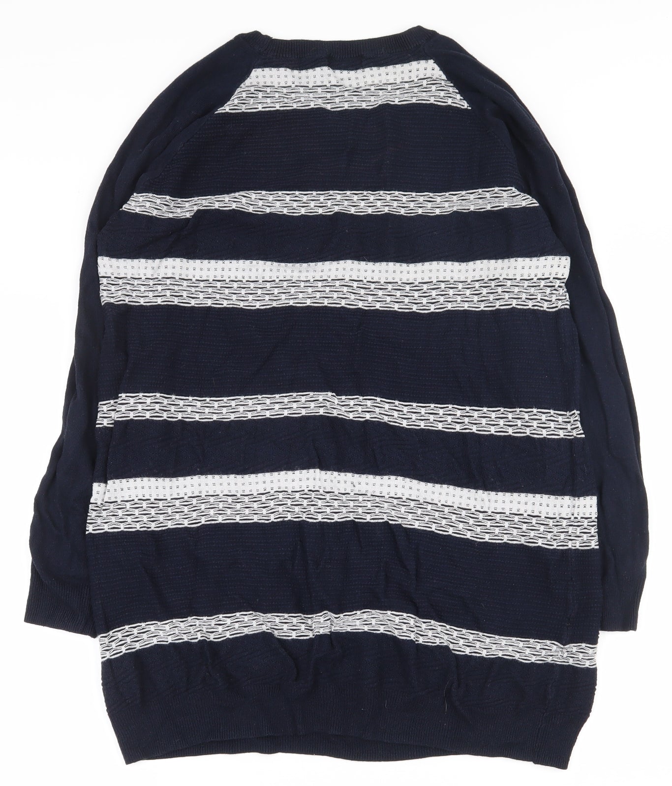 F&F Womens Blue Scoop Neck Striped Viscose Pullover Jumper Size 18