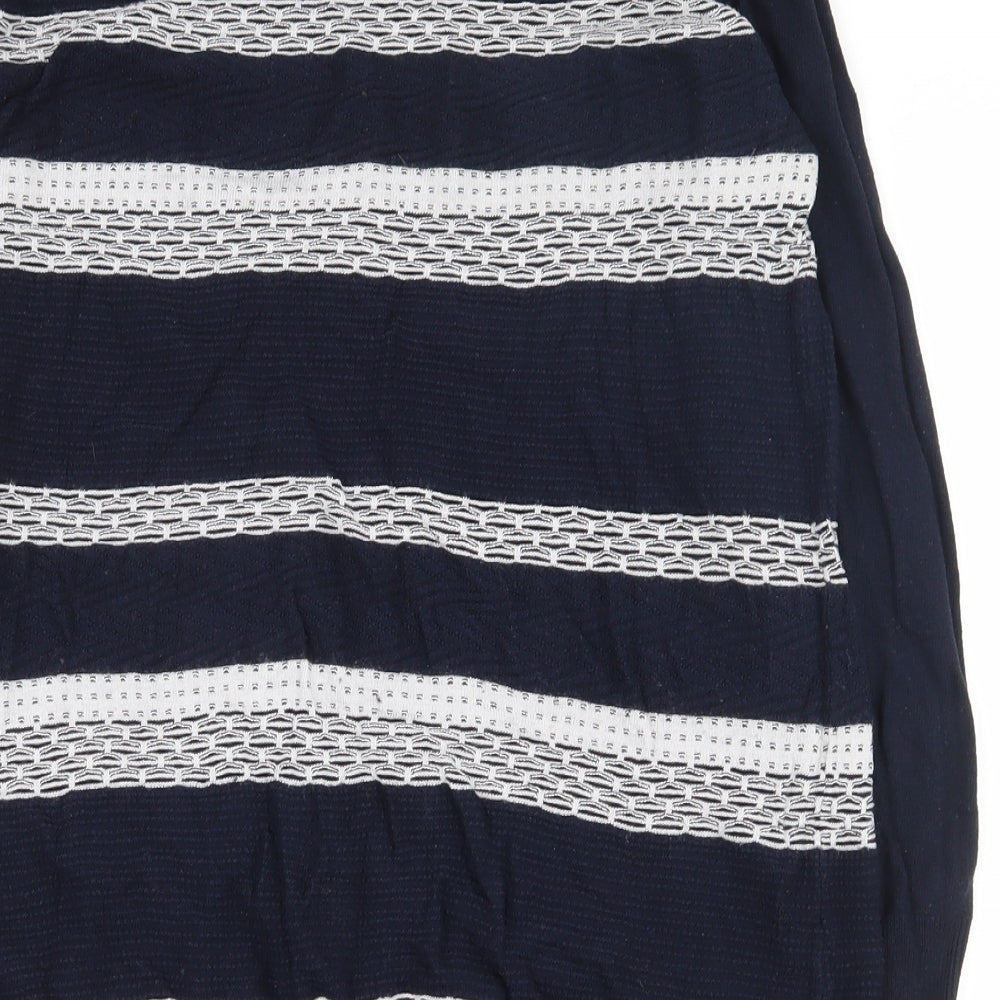 F&F Womens Blue Scoop Neck Striped Viscose Pullover Jumper Size 18