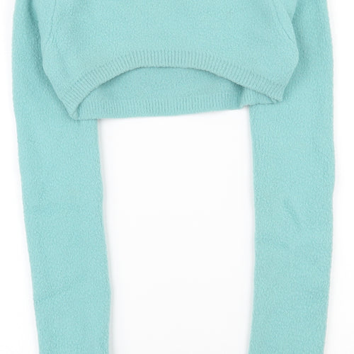 Zara Womens Blue Round Neck  Acrylic Shrug Jumper Size S