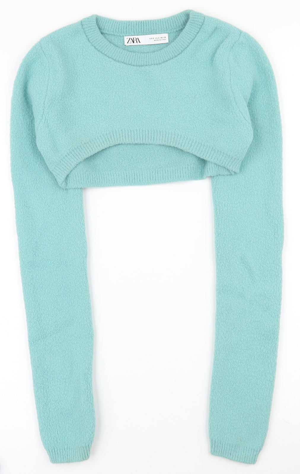 Zara Womens Blue Round Neck  Acrylic Shrug Jumper Size S