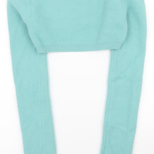 Zara Womens Blue Round Neck  Acrylic Shrug Jumper Size S