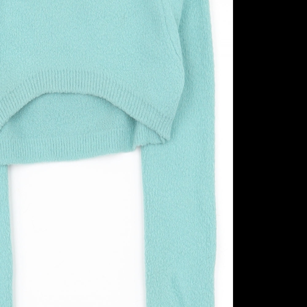 Zara Womens Blue Round Neck  Acrylic Shrug Jumper Size S