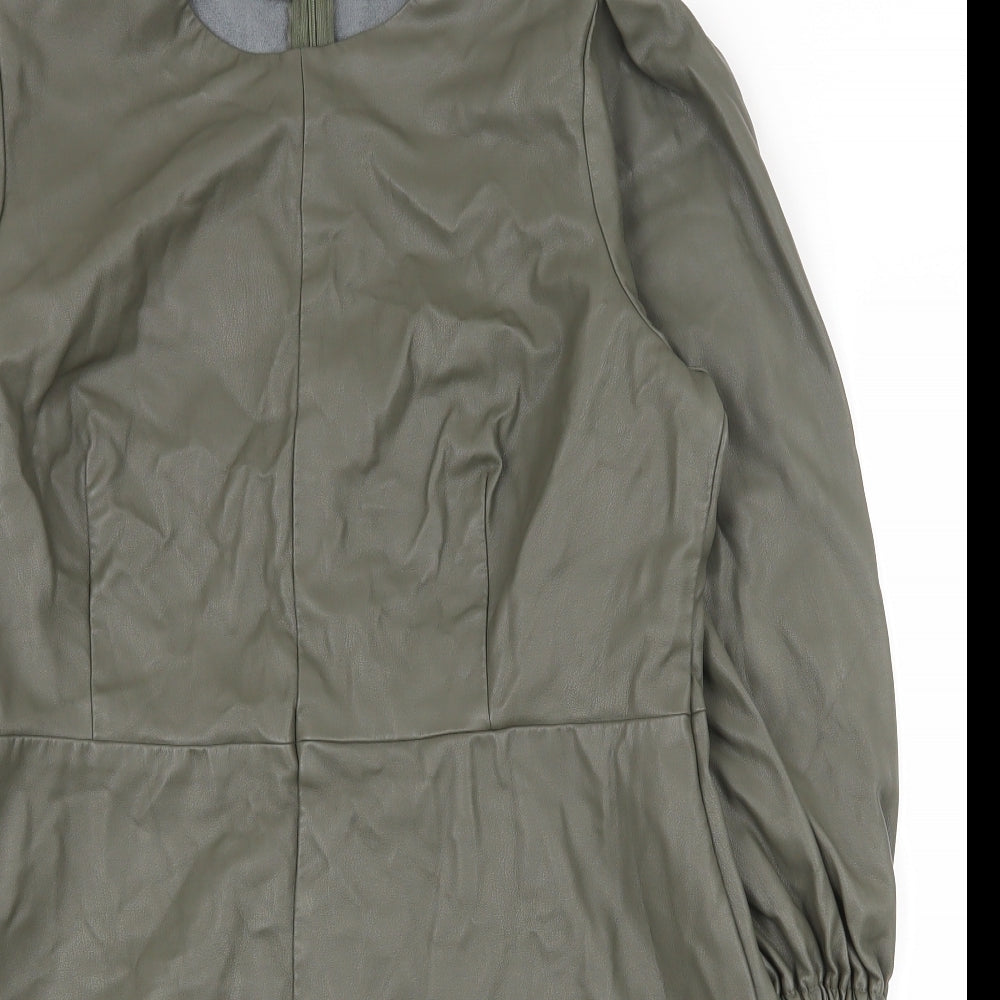 Primark Womens Green  Polyurethane A-Line  Size 18  Round Neck Zip