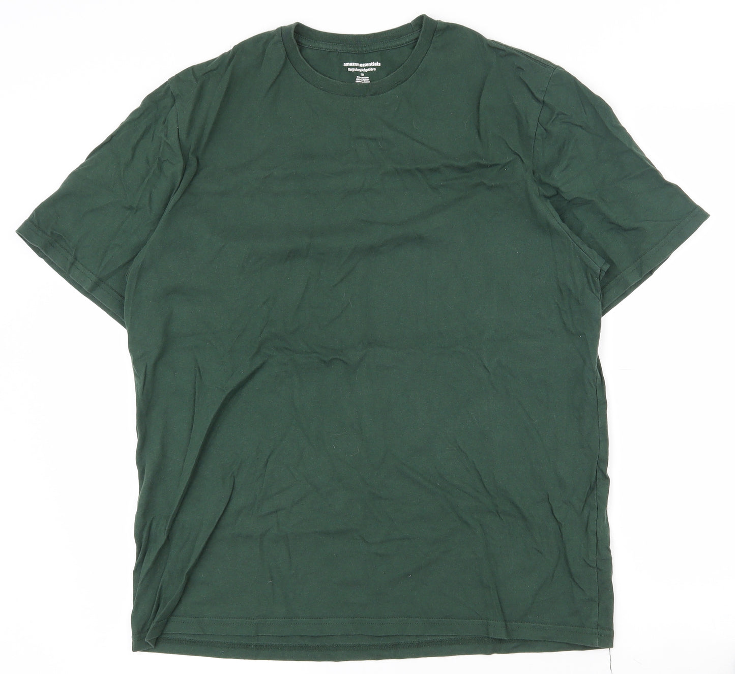 Amazon Essentials Mens Green  Cotton  T-Shirt Size M Crew Neck