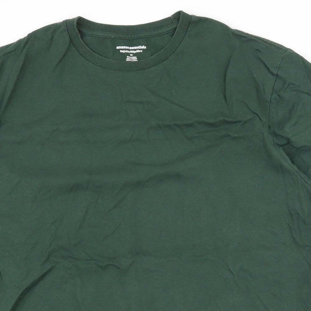Amazon Essentials Mens Green  Cotton  T-Shirt Size M Crew Neck