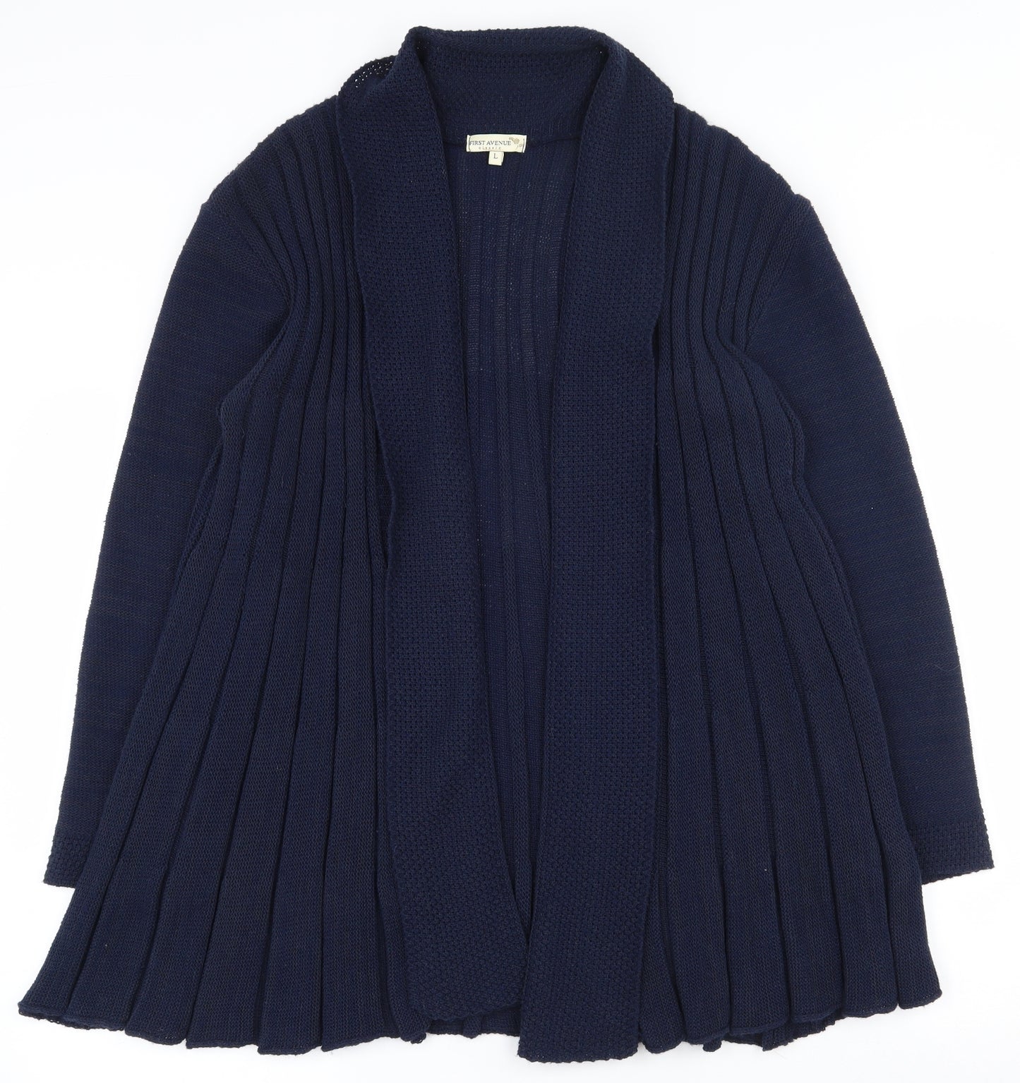 First Avenue Womens Blue Collared  Cotton Cardigan Jumper Size L