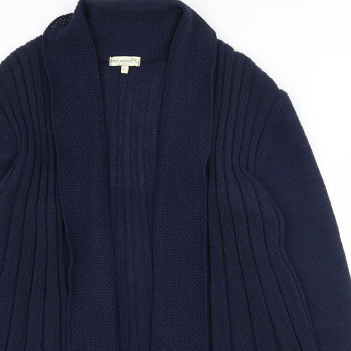 First Avenue Womens Blue Collared  Cotton Cardigan Jumper Size L