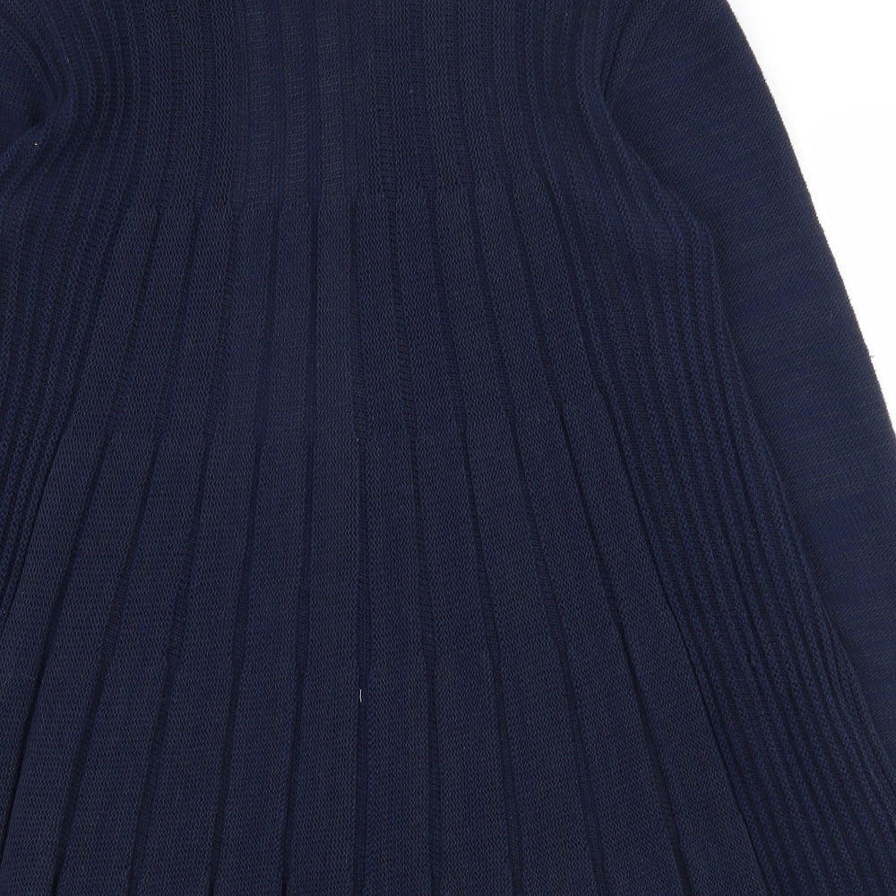 First Avenue Womens Blue Collared  Cotton Cardigan Jumper Size L