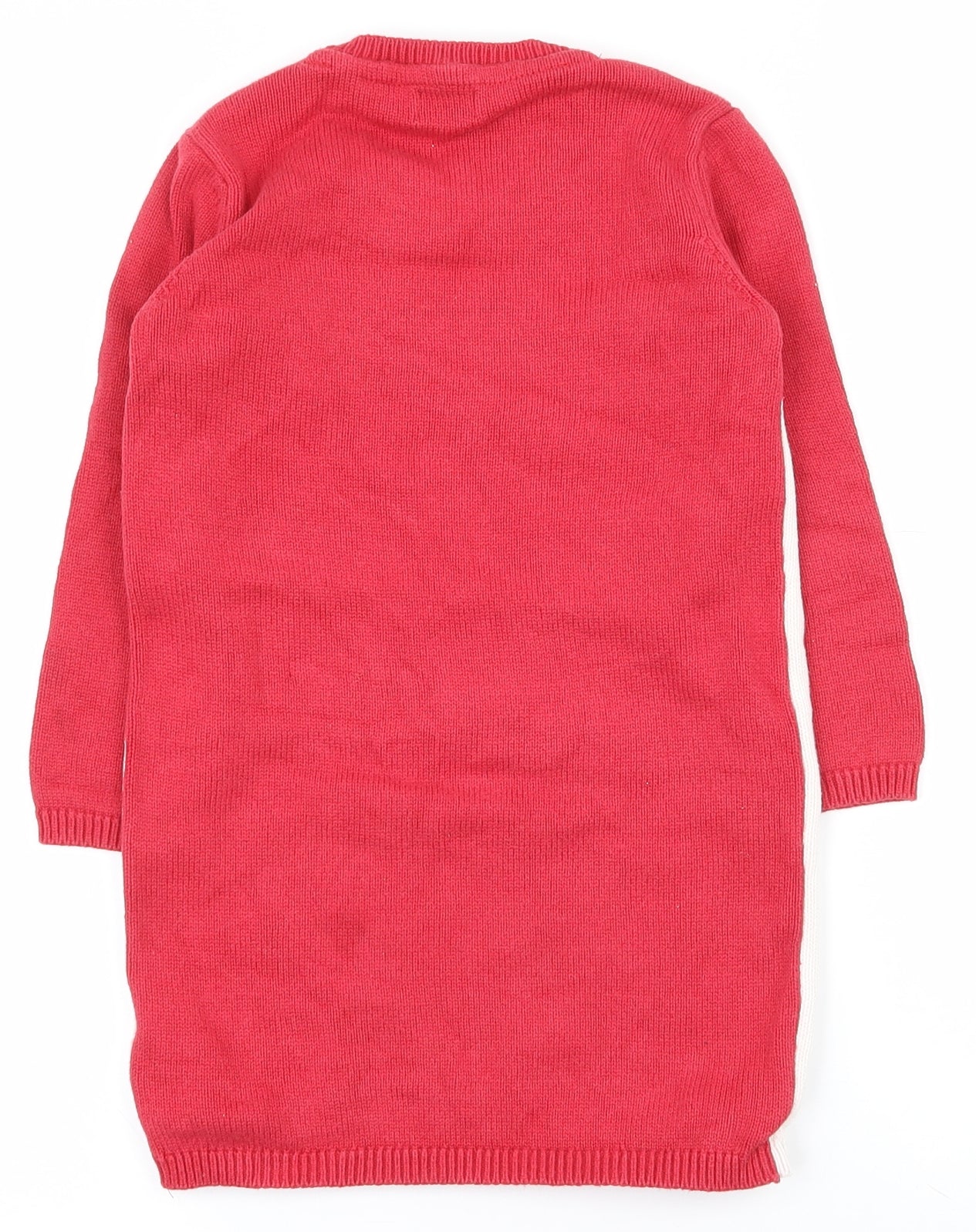 F&F Girls Red Crew Neck  100% Cotton Pullover Jumper Size 4-5 Years  Pullover - Christmas jumper