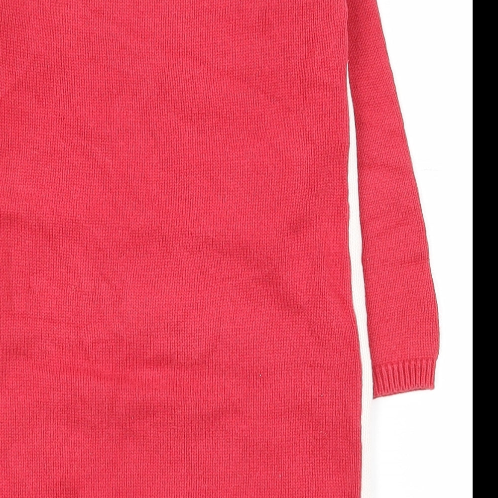 F&F Girls Red Crew Neck  100% Cotton Pullover Jumper Size 4-5 Years  Pullover - Christmas jumper