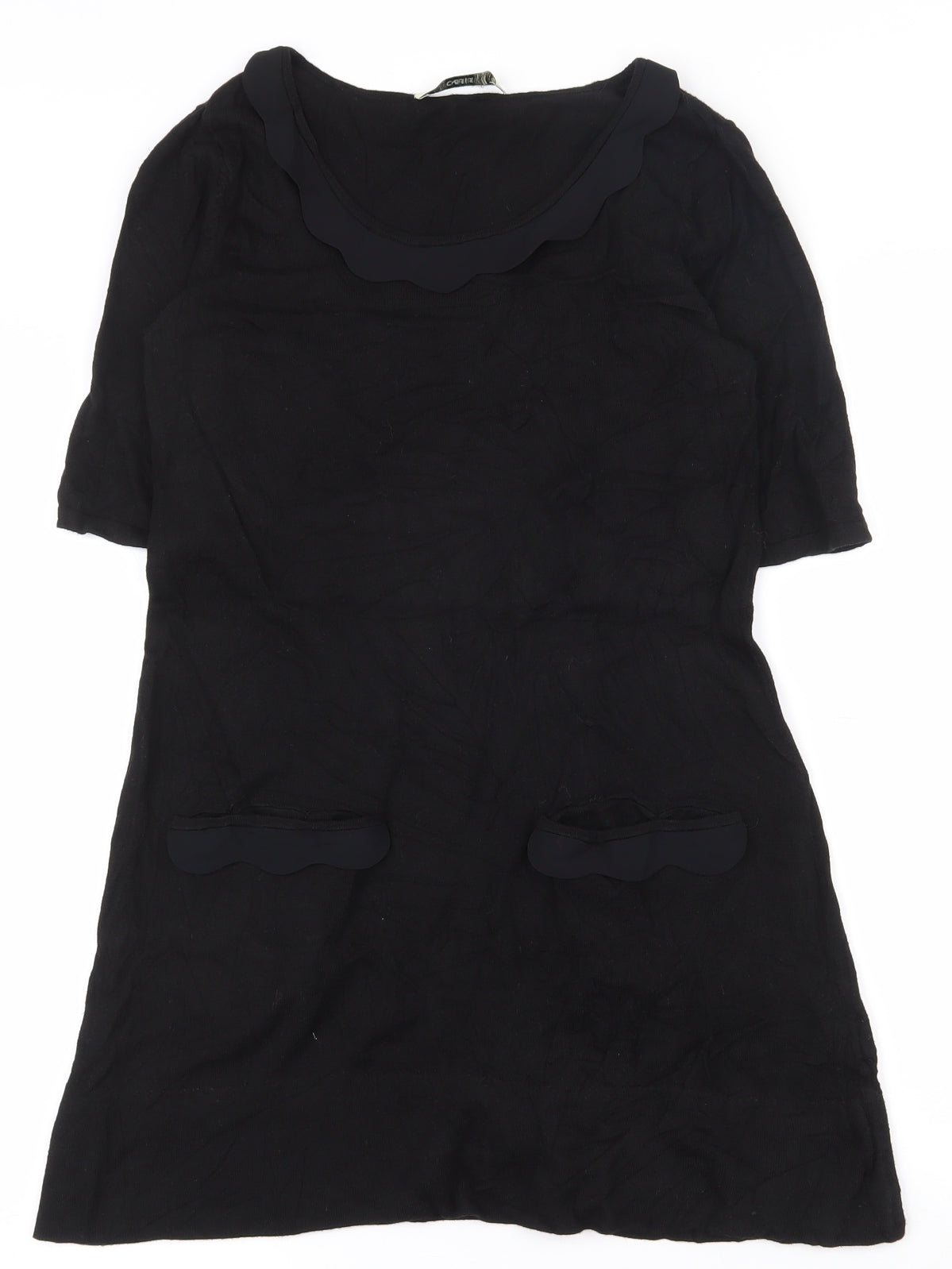 Oasis Womens Black  Polyester Tunic T-Shirt Size S Collared