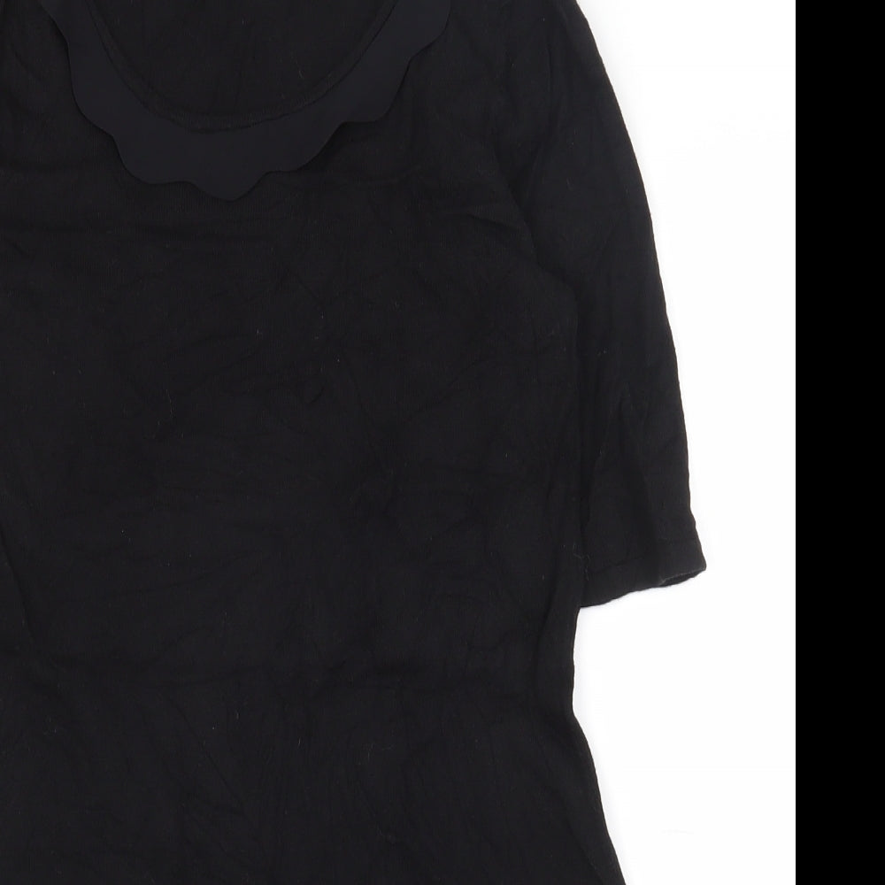 Oasis Womens Black  Polyester Tunic T-Shirt Size S Collared