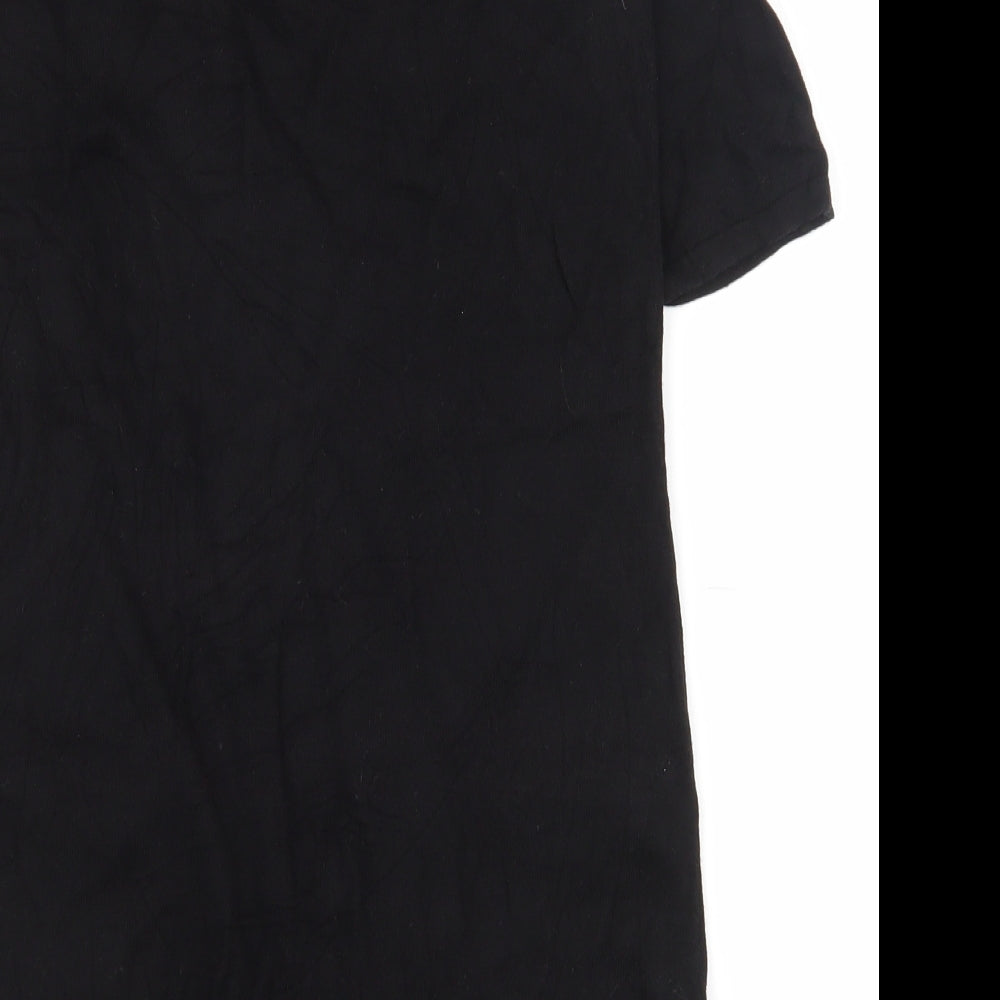 Oasis Womens Black  Polyester Tunic T-Shirt Size S Collared