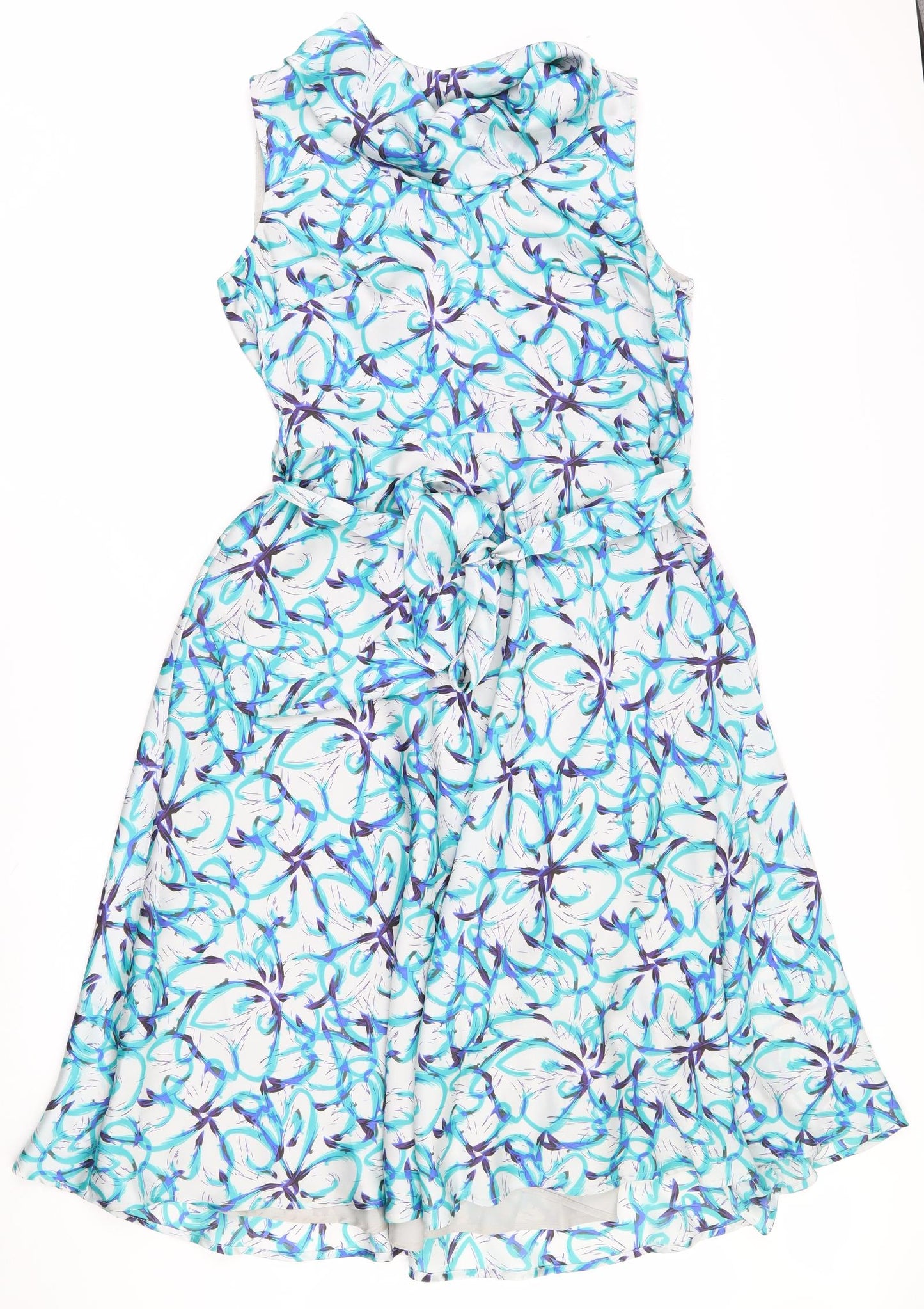 Alex & Co Womens Multicoloured Geometric Polyester Fit & Flare  Size 16  Roll Neck Zip
