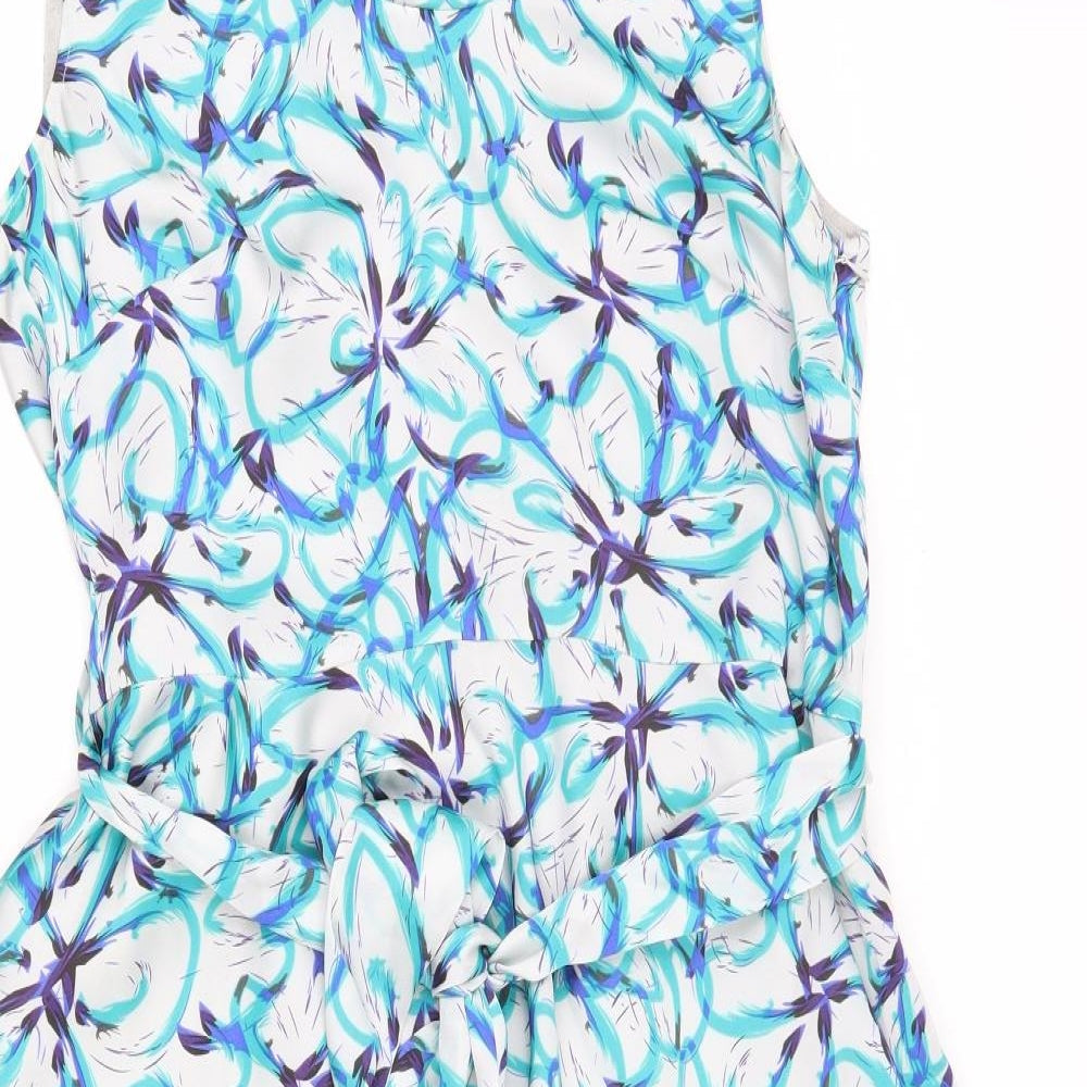 Alex & Co Womens Multicoloured Geometric Polyester Fit & Flare  Size 16  Roll Neck Zip